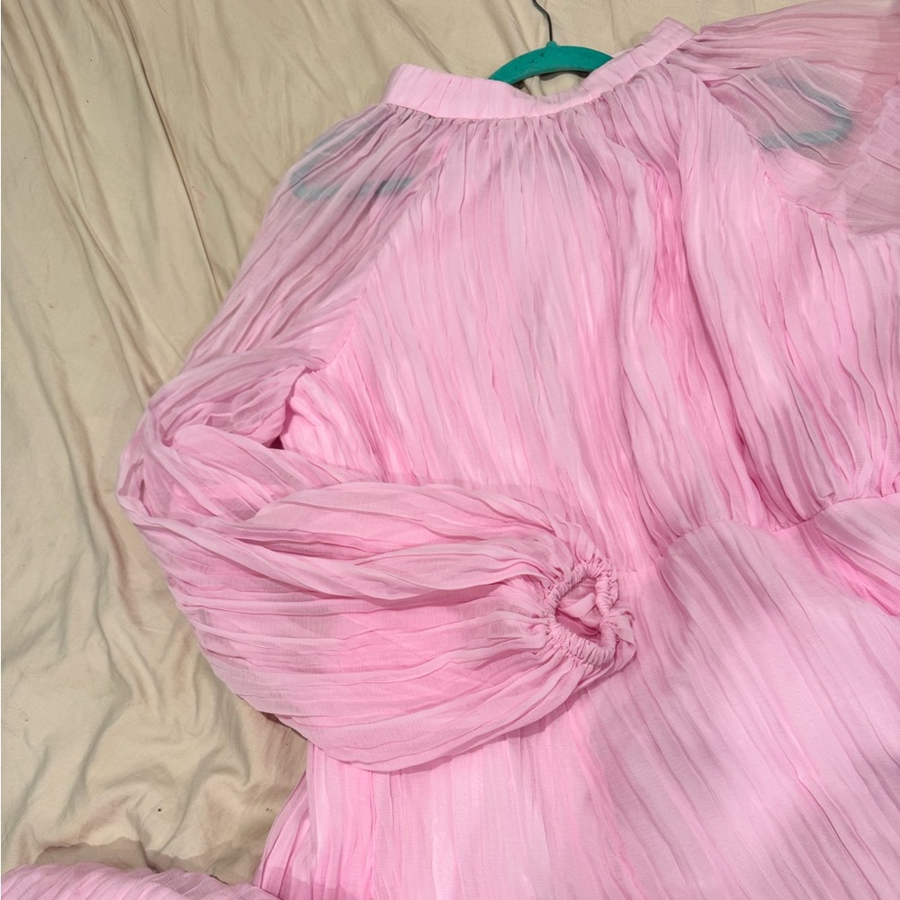 Pink Pleated Kids Dress